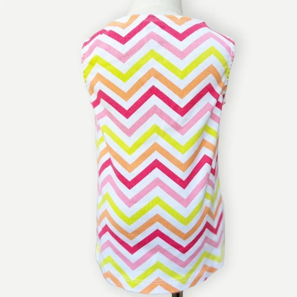 Gymboree Girl’s Kid’s Sleeveless Bow Shoulder Zig Zag Stripes Tank Top. Tee. 6.